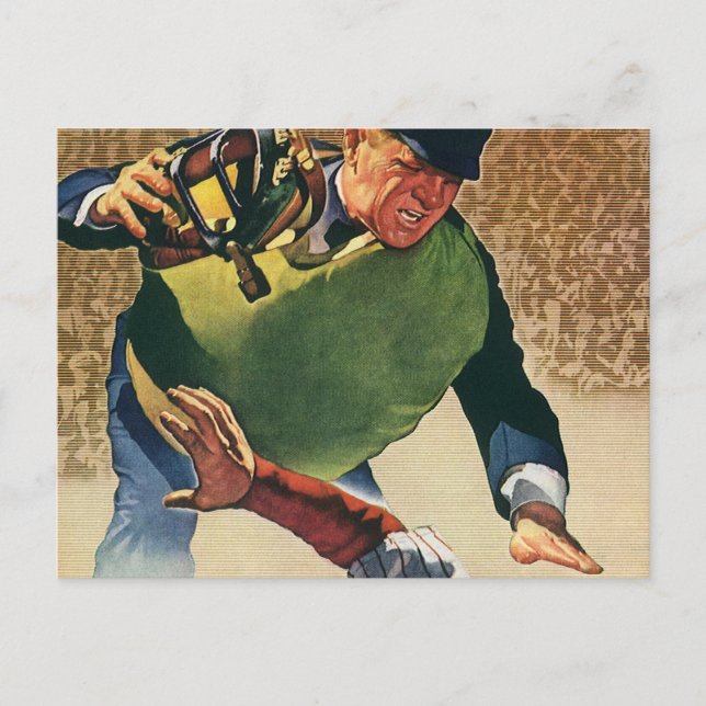Vintager Baseballspieler, Umpire Postkarte (Vorderseite)