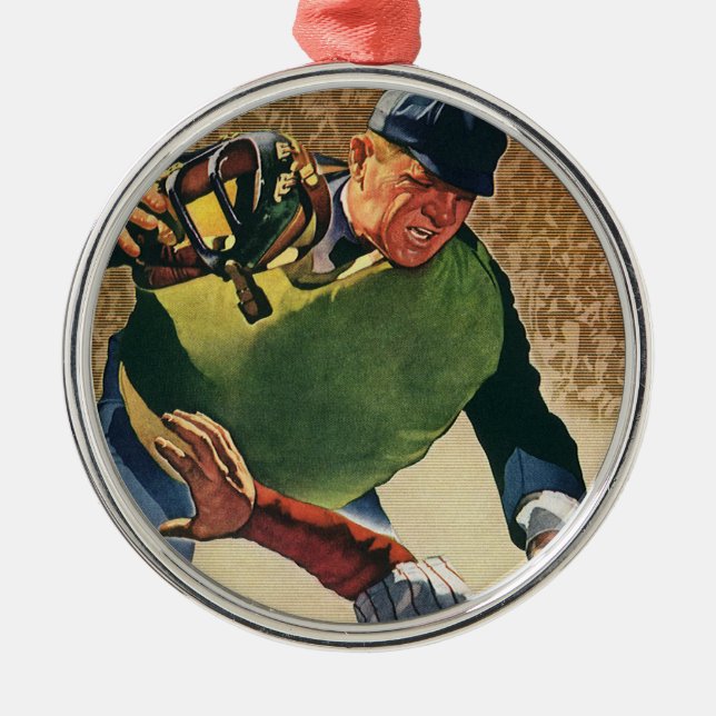 Vintager Baseballspieler, Umpire Silbernes Ornament (Vorne)