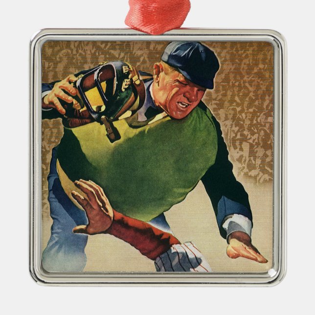 Vintager Baseballspieler, Umpire Silbernes Ornament (Vorne)
