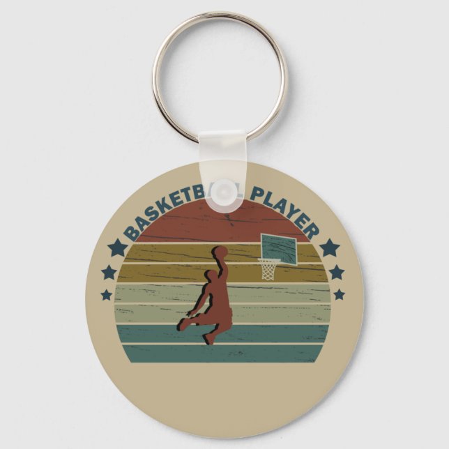 Vintager Basketball-Spieler Schlüsselanhänger (Vorderseite)