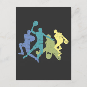 Vintager Basketball-Spieler Tricks Ball Sport Love Postkarte