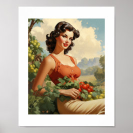 Vintager Bauer Pinup Girl Poster