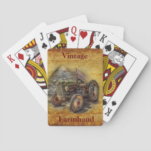 Vintager Bauernhof Traktor Alte Scheune Schale Spielkarten