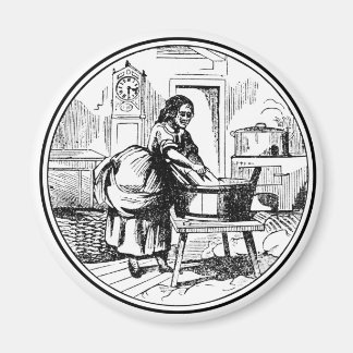 Vintager Bauernhof Waschsalon Illustration Weiß Magnet