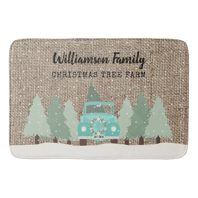 Vintager Bauernhof Weihnachten - Familienname Feie Badematte (Vorderseite)