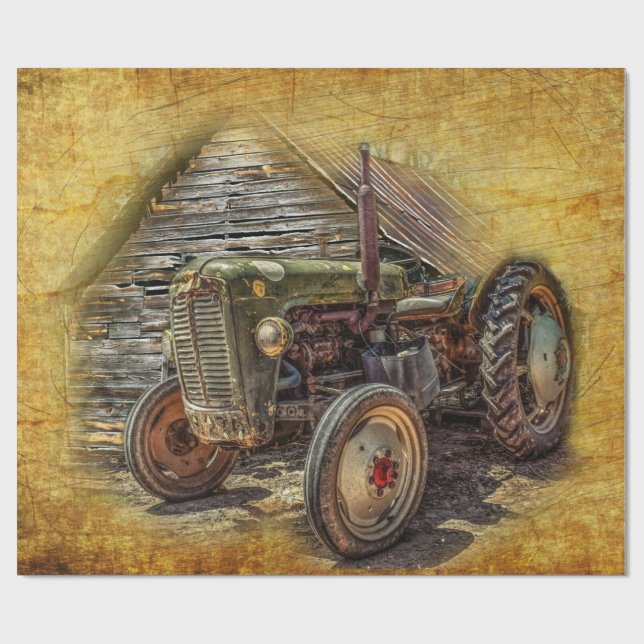 Vintager Bauerntraktor Geschenkpapier (Flach)