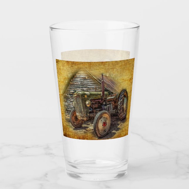 Vintager Bauerntraktor Glas (Vorderseite)