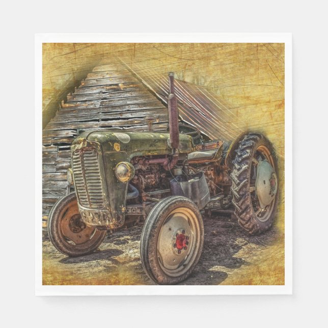 Vintager Bauerntraktor Serviette (Vorderseite)