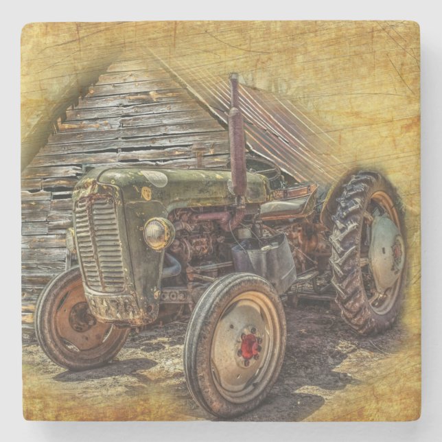 Vintager Bauerntraktor Steinuntersetzer (Vorderseite)