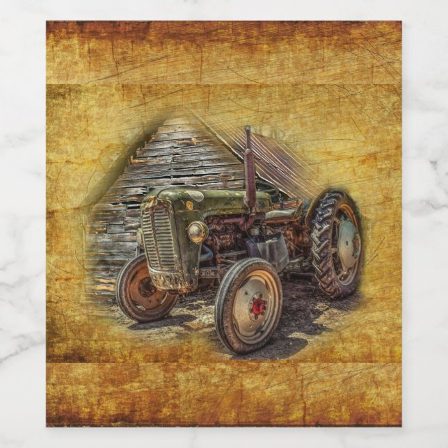 Vintager Bauerntraktor Weinetikett (Einzelnes Label)
