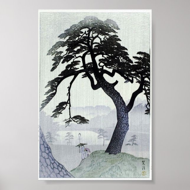 Vintager Baum Japanischer Holzblock Art Ukiyo-E Poster (Vorne)