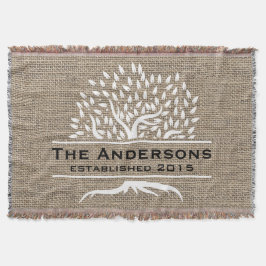 Vintager Baum-rustikaler Leinwand-Familienname Decke