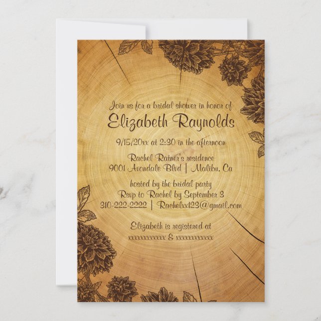 Vintager Baumring Bridal Dusche Einladungen (Vorderseite)