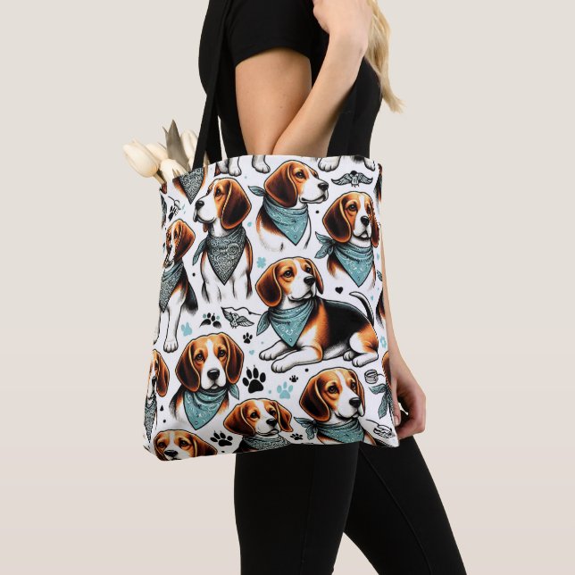Vintager Beagle Welpe nahtlos Tasche (Von Nahem)