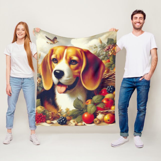 Vintager Beagle Welpenmalerei Fleecedecke (Beispiel)