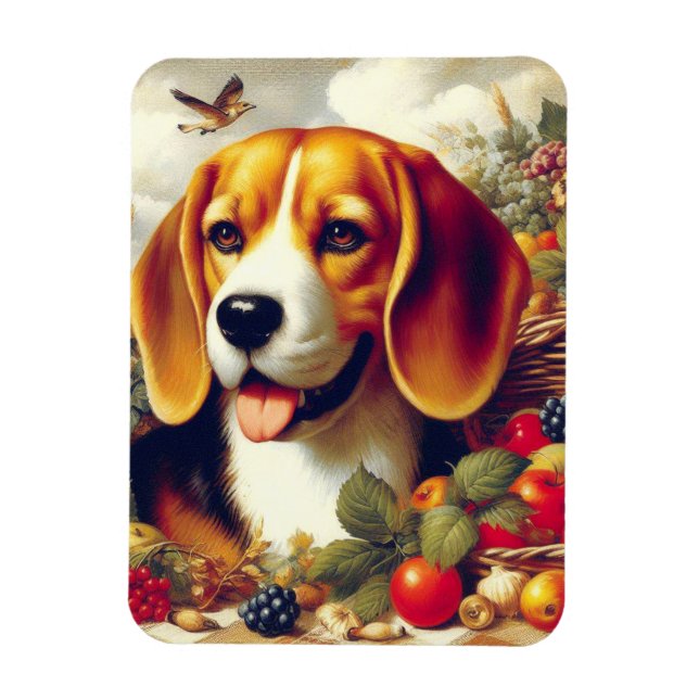 Vintager Beagle Welpenmalerei Magnet (Vertikal)