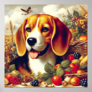 Vintager Beagle Welpenmalerei Poster