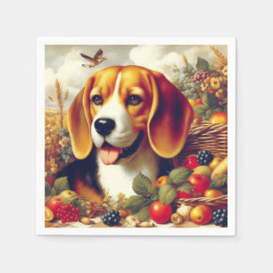 Vintager Beagle Welpenmalerei Serviette