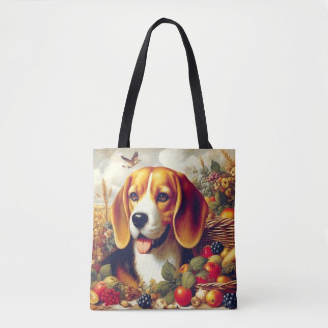 Vintager Beagle Welpenmalerei Tasche (Vorderseite)