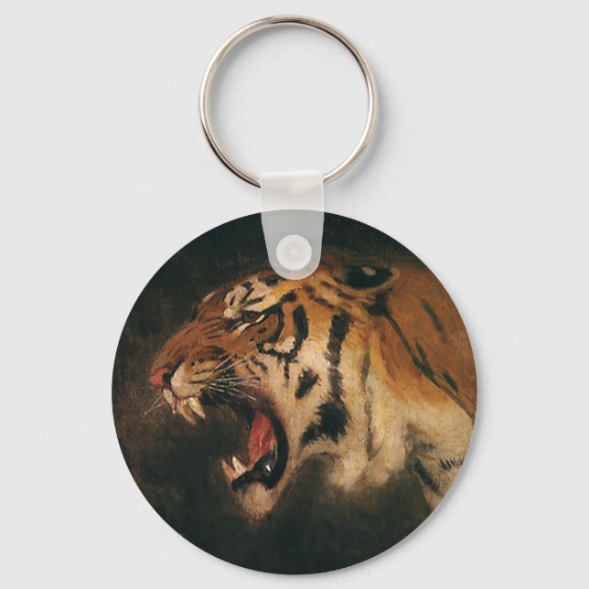 Vintager Bengalischer Tiger Big Cat Roaring, Wildt Schlüsselanhänger (Vorderseite)