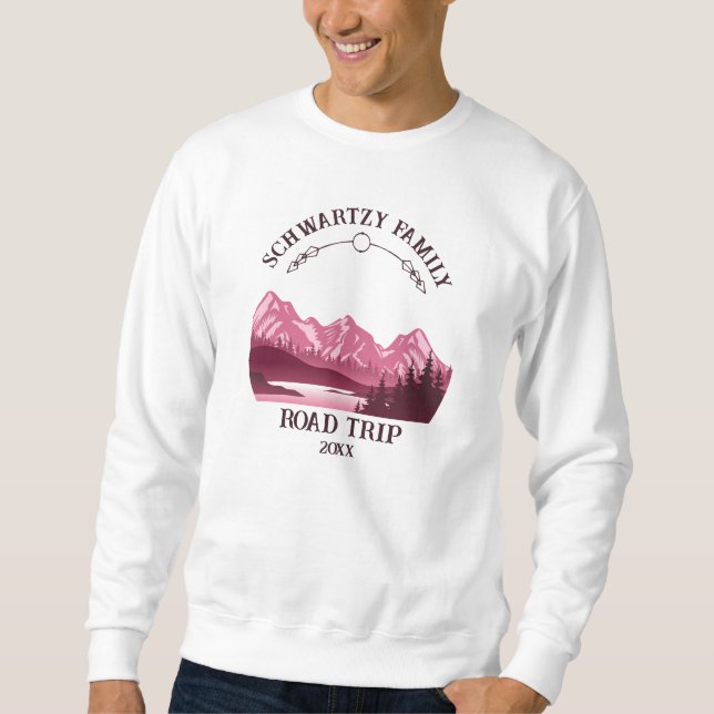 Vintager Berg Sonnenuntergang Außensee Retreat rot Sweatshirt (Vorderseite)