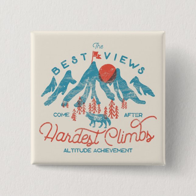 Vintager BergWolf Klettern Wandern im Freien Button (Vorderseite)