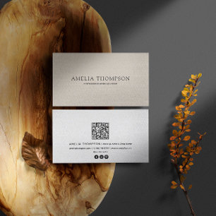 Vintager Beruflicher QR-Code für Creme Visitenkarte