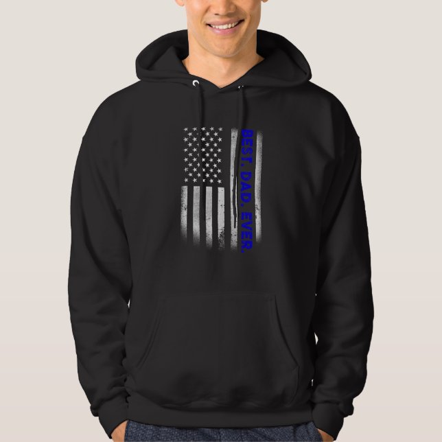 Vintager bester Vater je amerikanische Flagge beän Hoodie (Vorderseite)