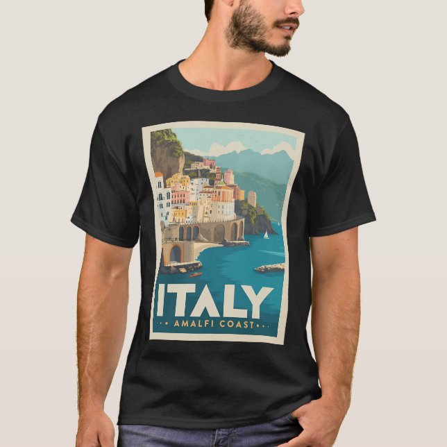 Vintager Besuch der italienischen Küste T-Shirt (Vorderseite)