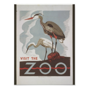 Vintager Besuch der Zoo Fotodruck