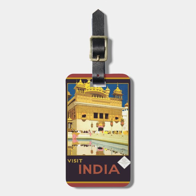 Vintager Besuch Indien Gepäckanhänger (Vorderseite vertikal)