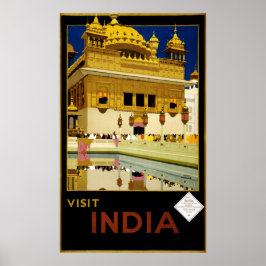 Vintager Besuch Indien Golden Temple Travel Poster