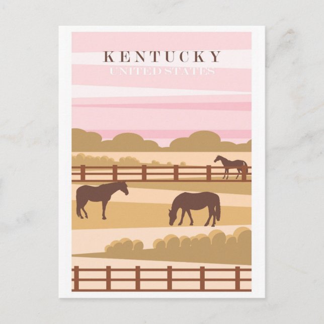 Vintager Besuch Kentucky Pferde Reiseplakat Pink Postkarte (Vorderseite)
