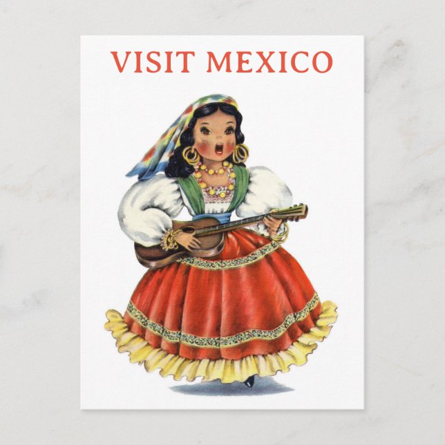 Vintager Besuch Mexikanerin Postkarte (Vorderseite)