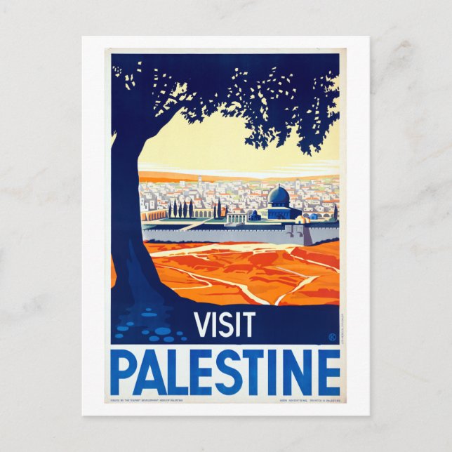 Vintager Besuch Palästina Reiseplakat Postkarte (Vorderseite)