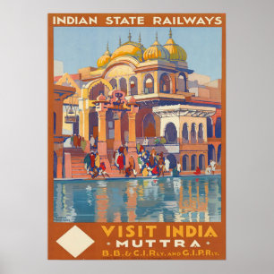 Vintager Besuch von Roger Broders Travel in India  Poster