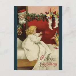 Vintager Besuch von Weihnachten Grüße Postkarte
