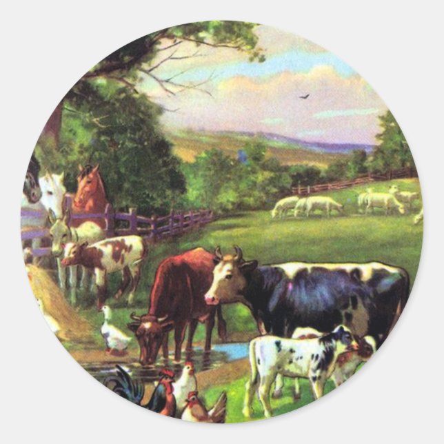 Vintager Betrieb Runder Aufkleber (Vorderseite)