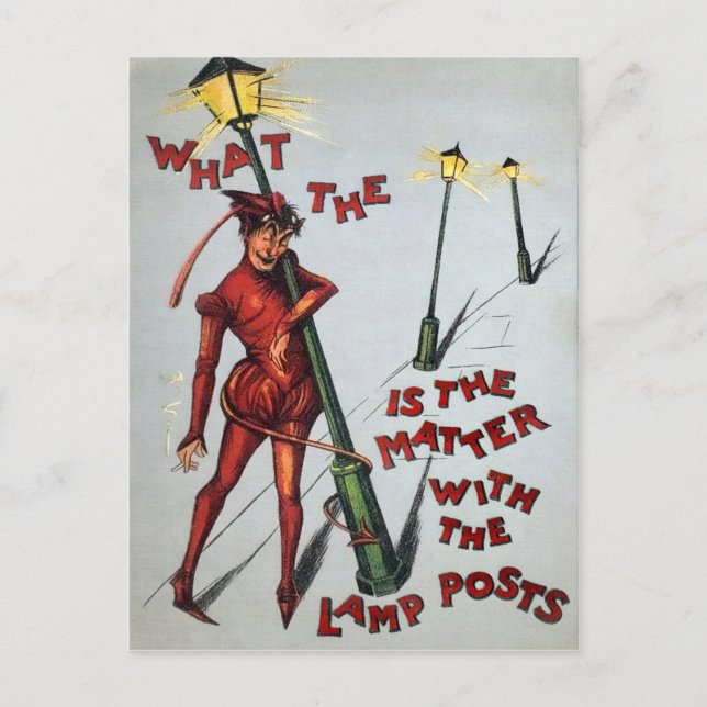 Vintager Betrunkener Teufel Postkarte (Vorderseite)