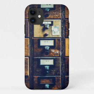 Vintager Bibliothekskartenkatalog Holzschrank brau Case-Mate iPhone Hülle