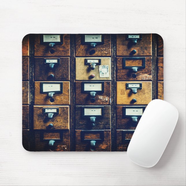Vintager Bibliothekskartenkatalog Mousepad (Mit Mouse)