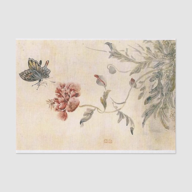 Vintager Biene, Schmetterlingund Seidenpapier (Vorderseite)