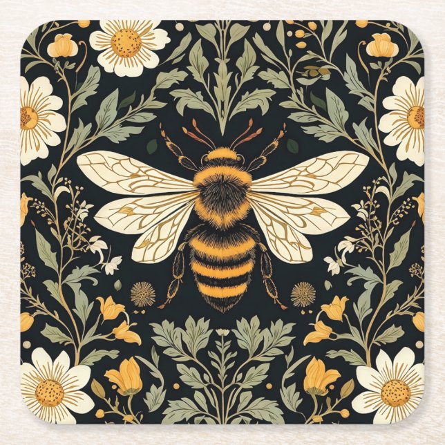 Vintager Bienengarten Rechteckiger Pappuntersetzer (Vorderseite)
