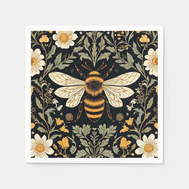 Vintager Bienengarten Serviette (Vorderseite)