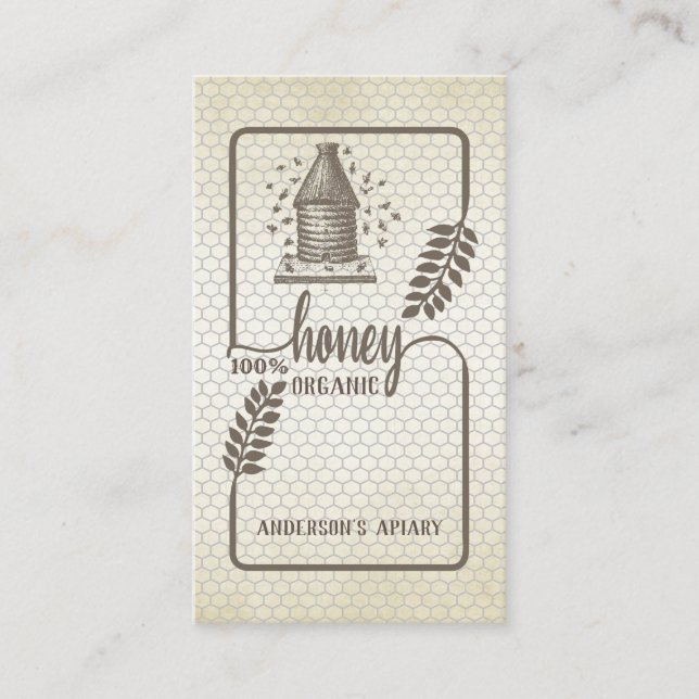 Vintager Bienenhonigzweig Visitenkarte (Vorderseite)