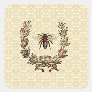 Vintager Bienenreath Quadratischer Aufkleber