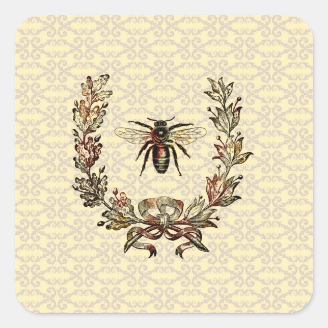 Vintager Bienenreath Quadratischer Aufkleber (Vorderseite)