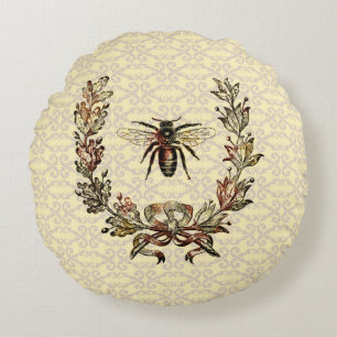 Vintager Bienenreath Rundes Kissen