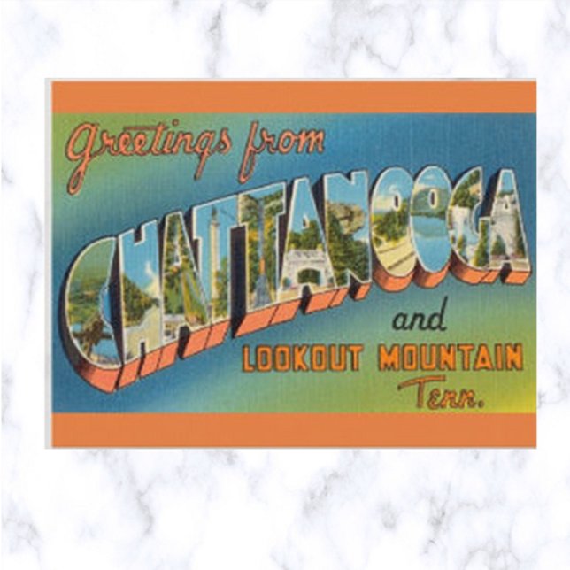 Vintager Big Letter Chattanooga Tennessee Postkarte (Von Creator hochgeladen)