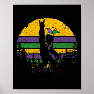 Vintager Bigfoot Mardi Gras Shirts Männer Kinder J Poster